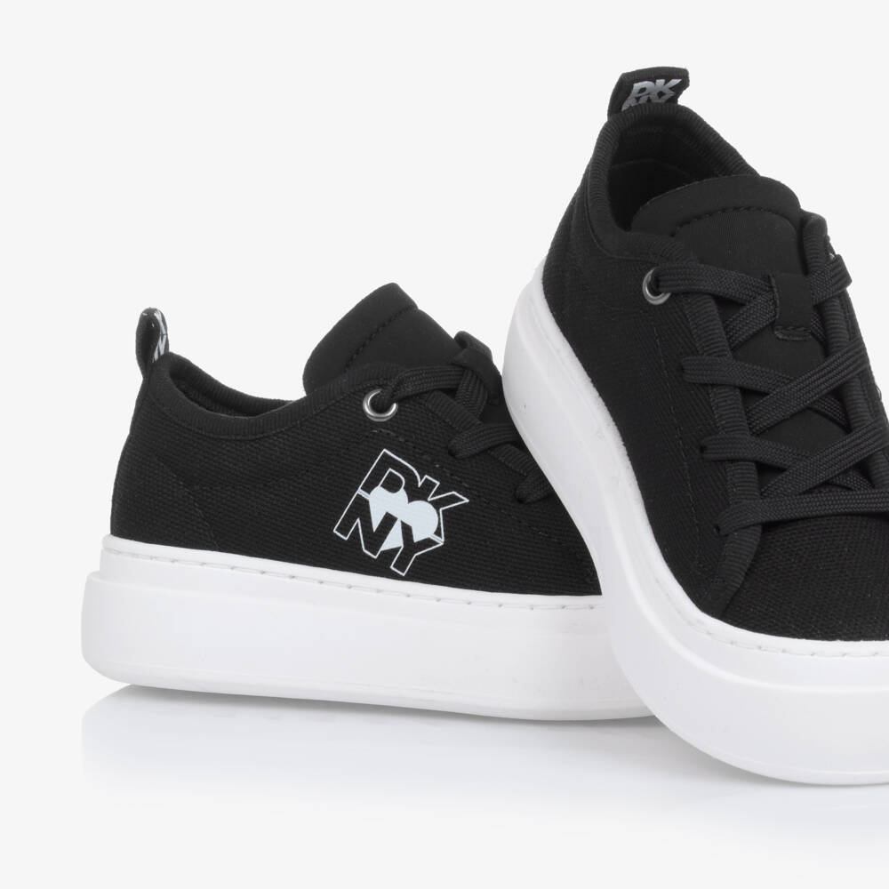 DKNY-Girls Sleek Black Canvas Sneakers | Childrensalon Outlet