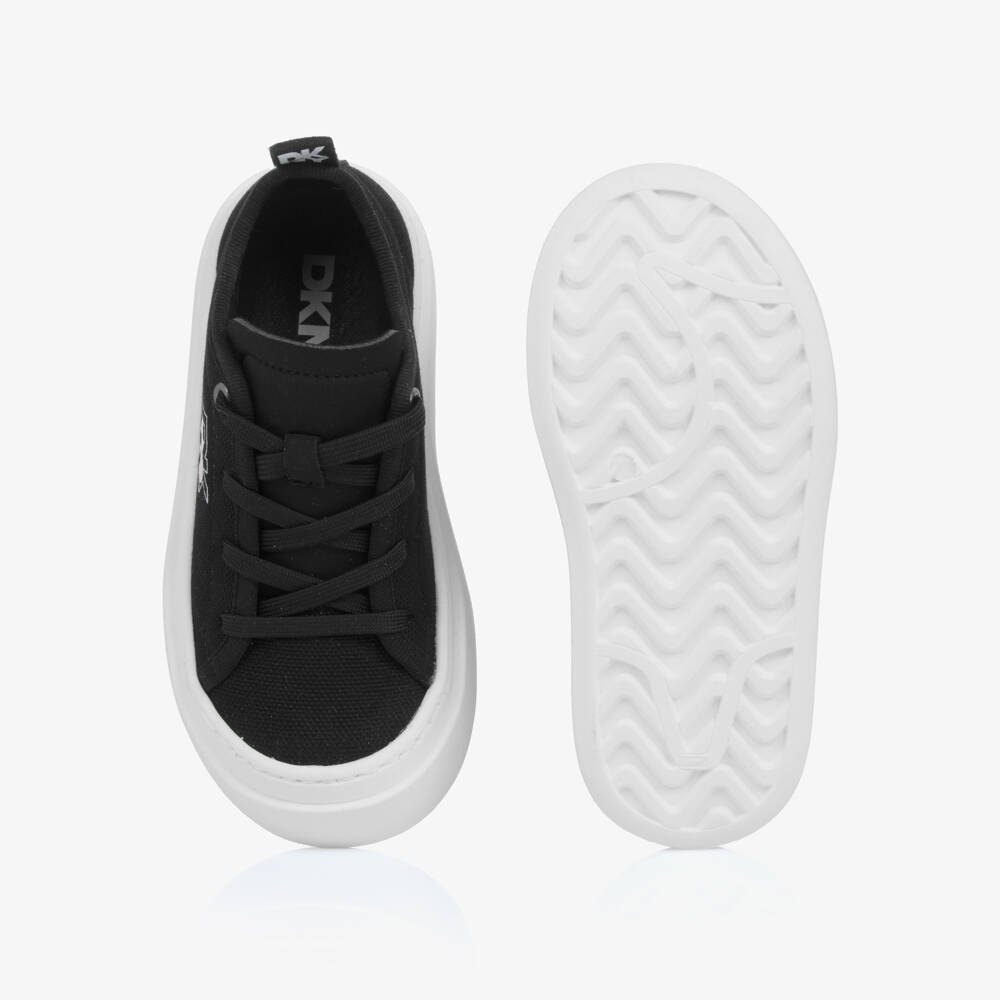DKNY-Girls Sleek Black Canvas Sneakers | Childrensalon Outlet