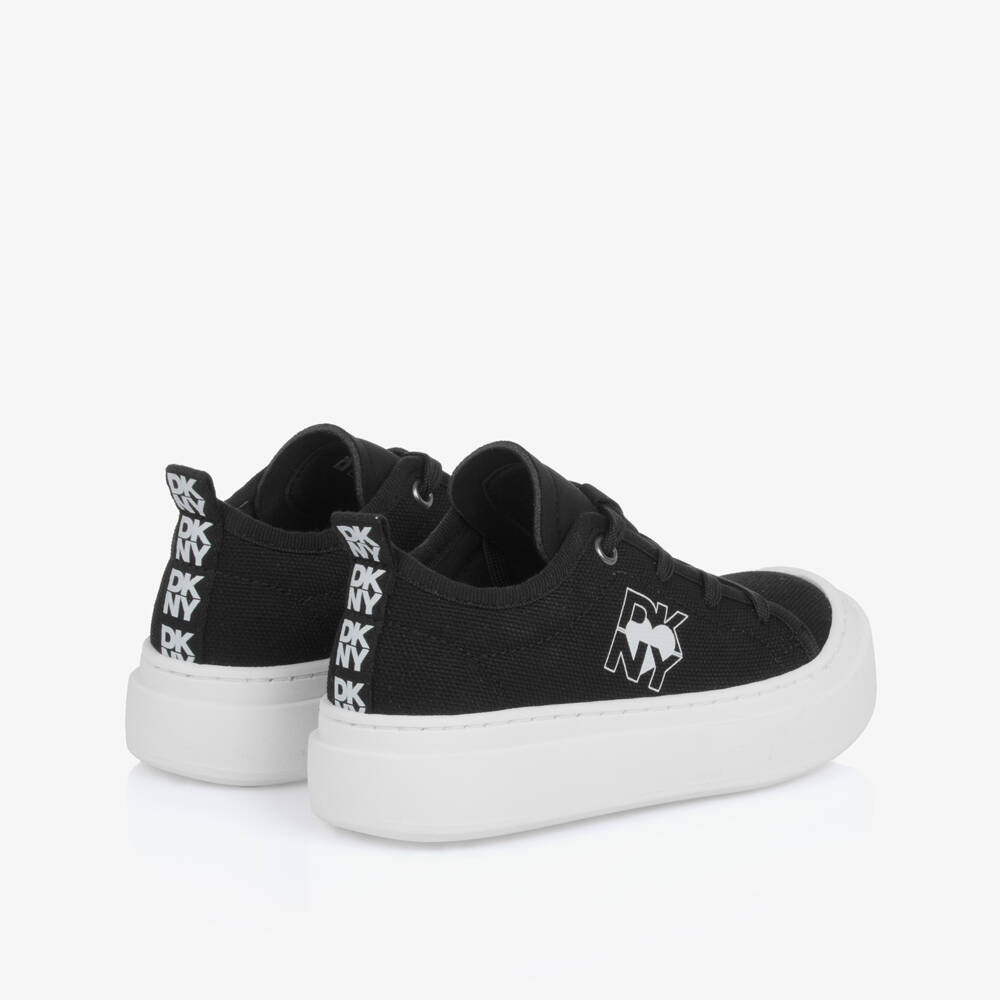 DKNY-Girls Sleek Black Canvas Sneakers | Childrensalon Outlet