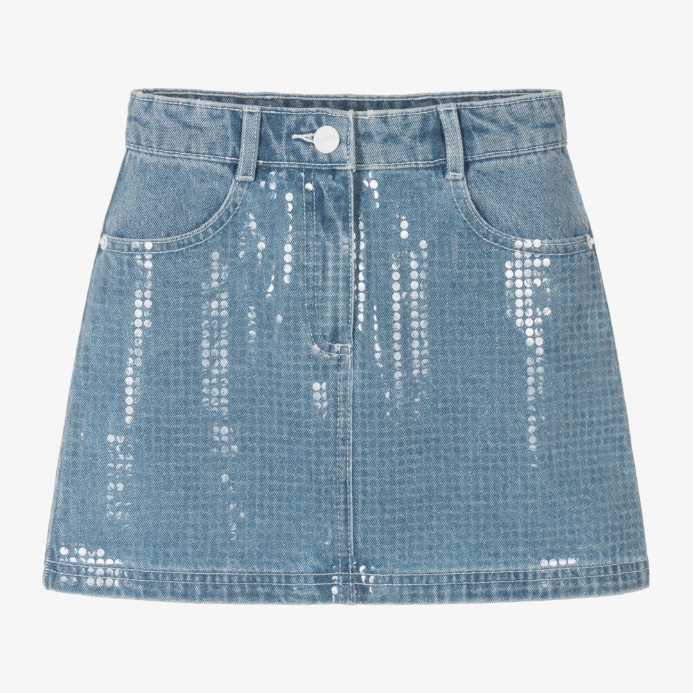 DKNY-Girls Sparkling Blue Denim Skirt | Childrensalon Outlet