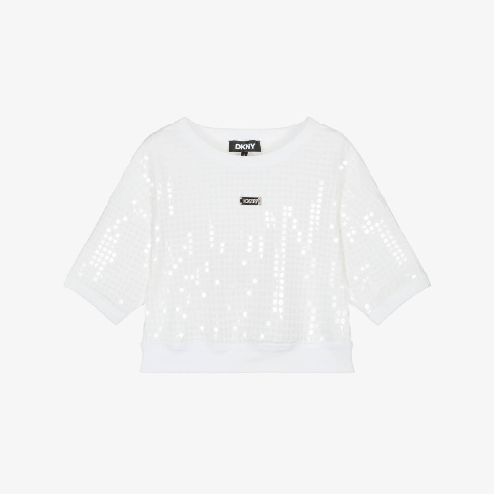 DKNY-Girls Sparkling Cotton Sequin Tee | Childrensalon Outlet