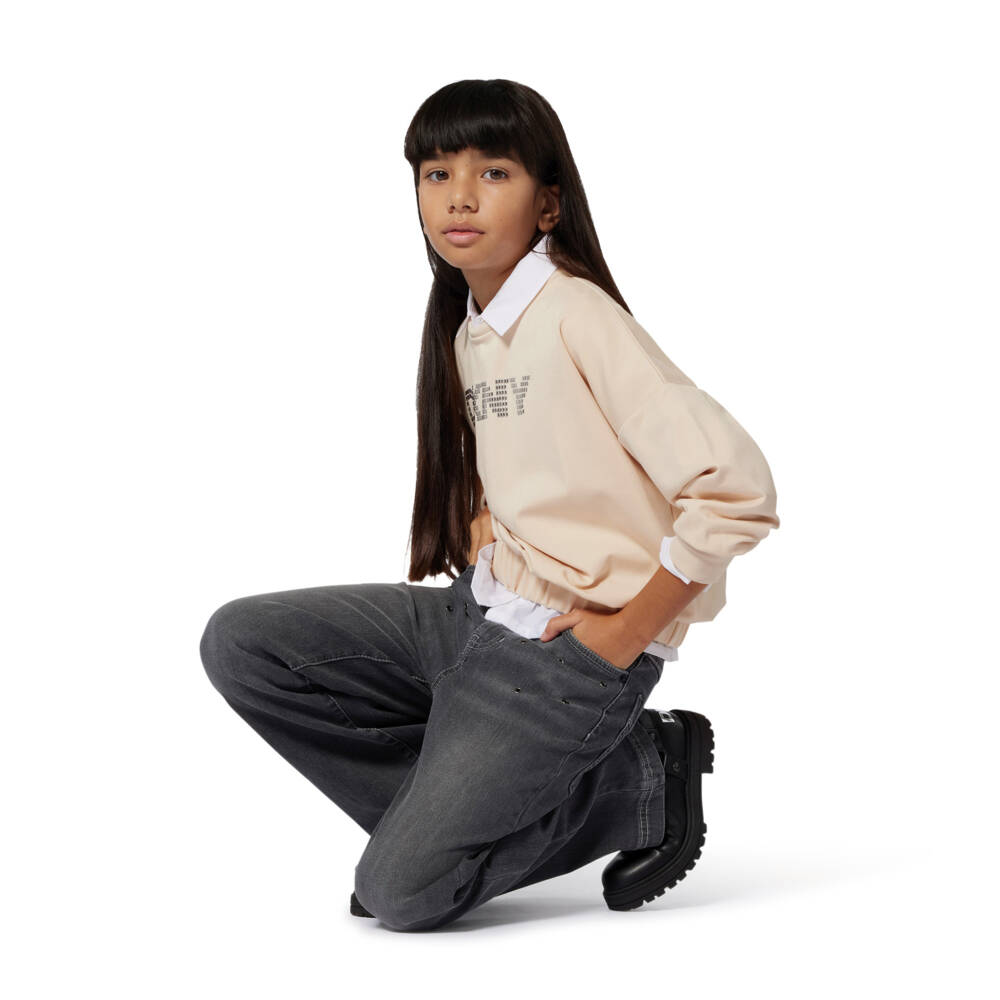 DKNY-بلوزة قطنية بيضاء متعددة الاستخدامات للبنات | Childrensalon Outlet