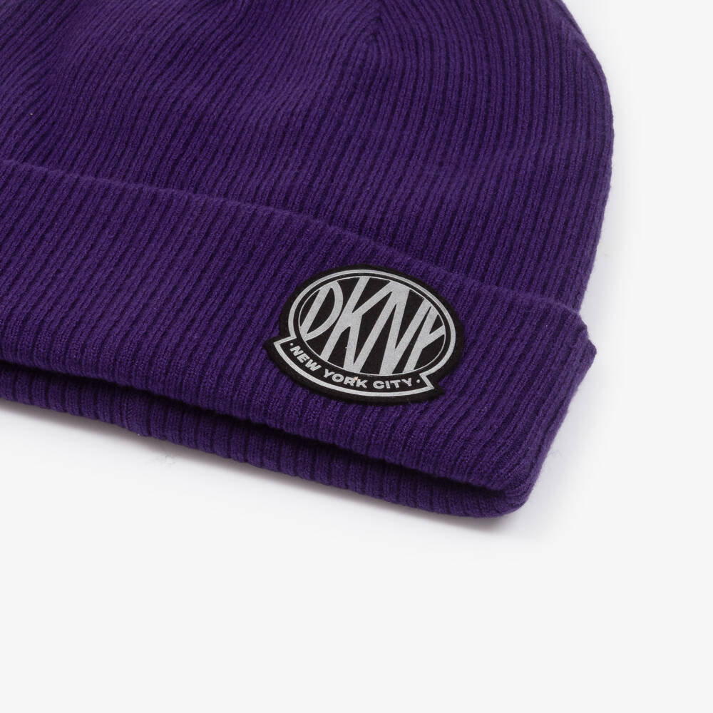 DKNY-Girls Violet Knit Viscose Beanie | Childrensalon Outlet