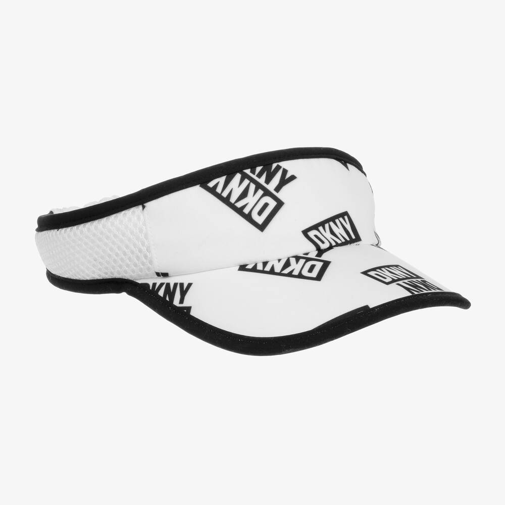 DKNY - Girls White & Black Logo Visor | Childrensalon