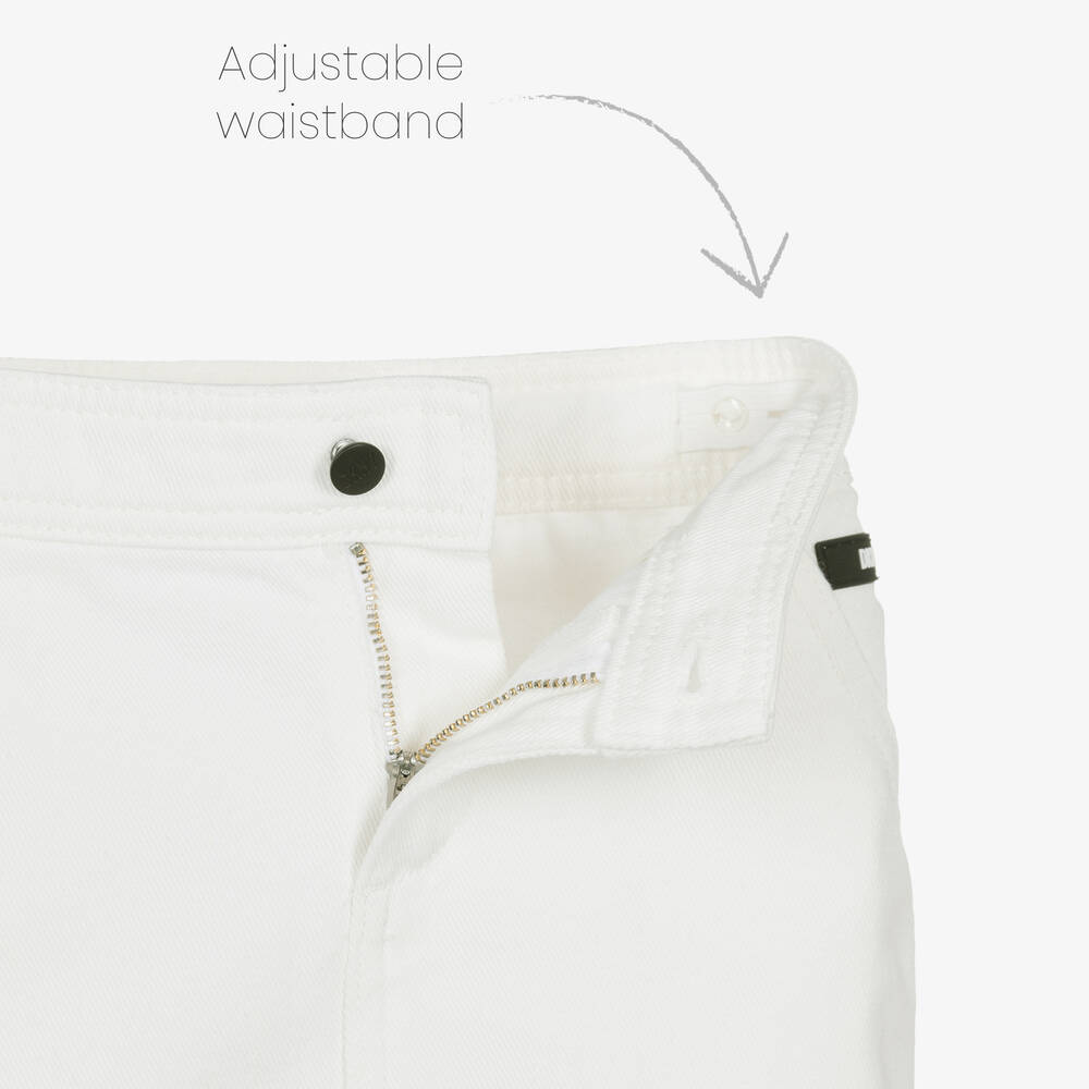 DKNY-Girls White Cotton Denim Skirt | Childrensalon Outlet