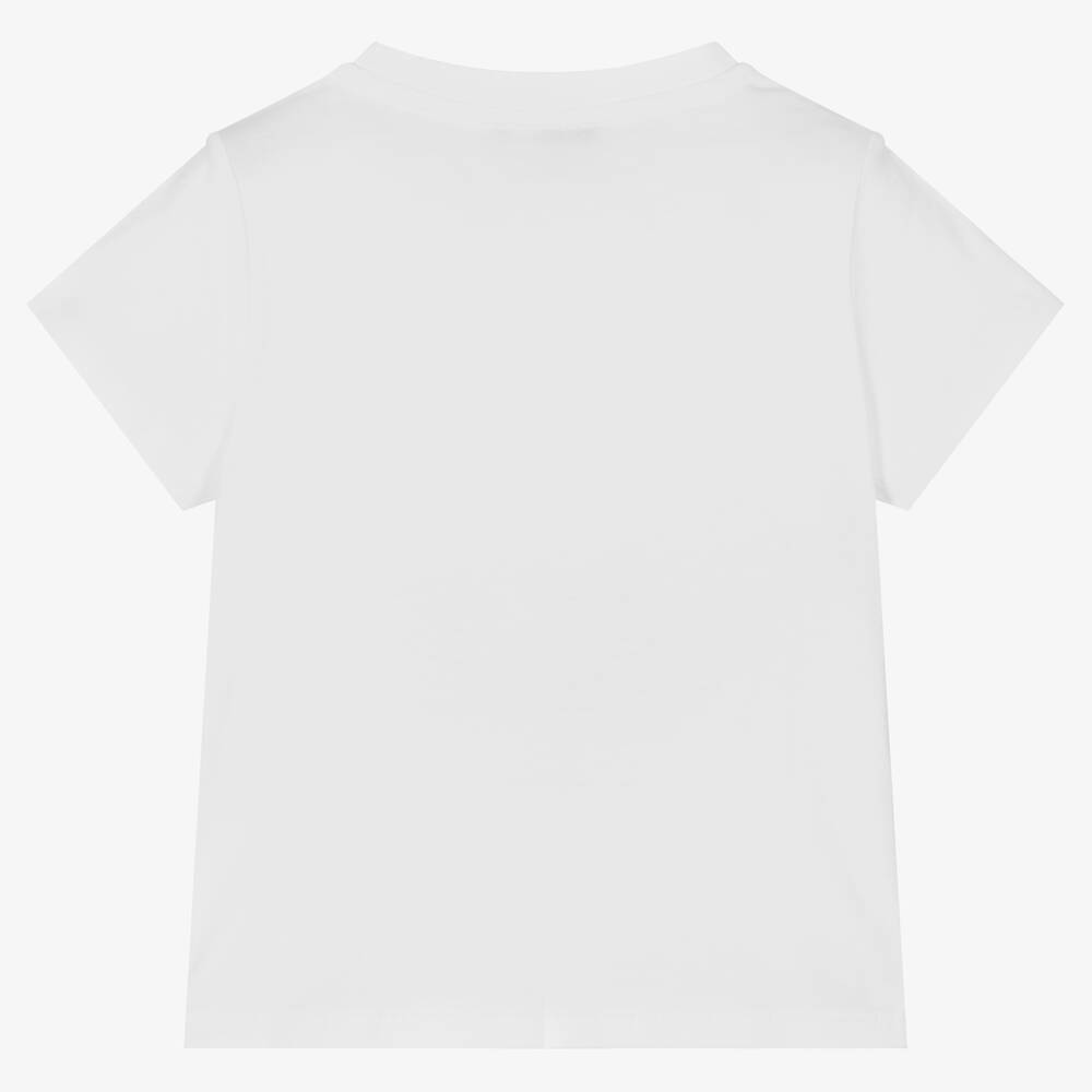 DKNY-Girls White Cotton Logo T-Shirt | Childrensalon Outlet
