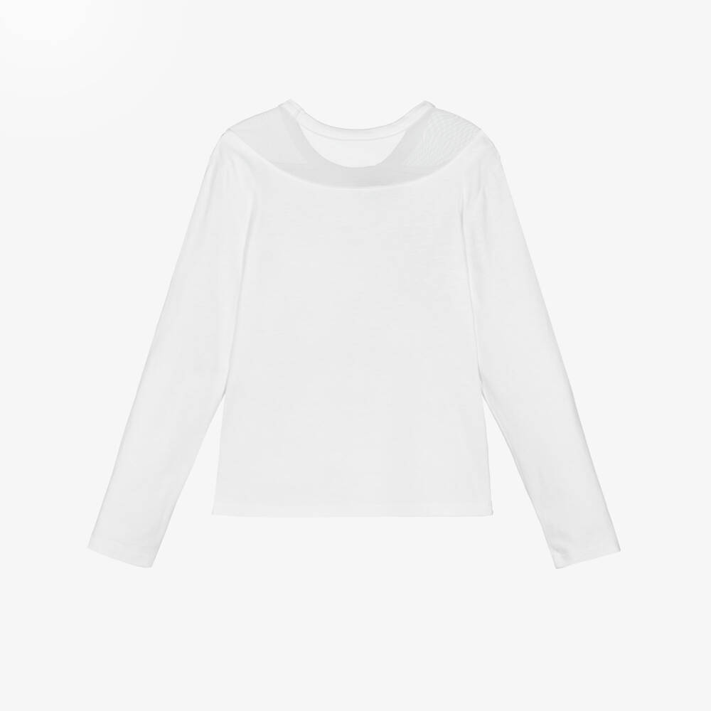 DKNY-تيشيرت قطن أبيض للبنات بشعار | Childrensalon Outlet