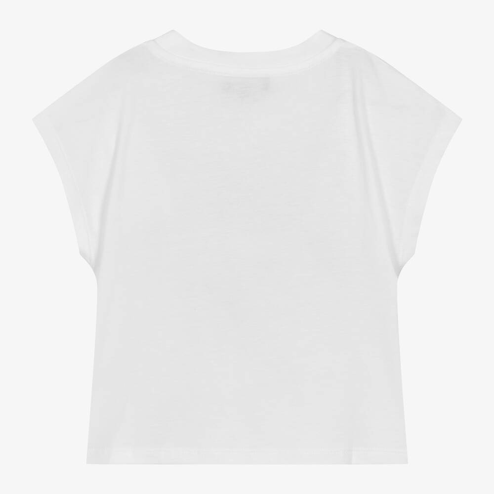 DKNY-Girls White Cotton T-Shirt | Childrensalon Outlet