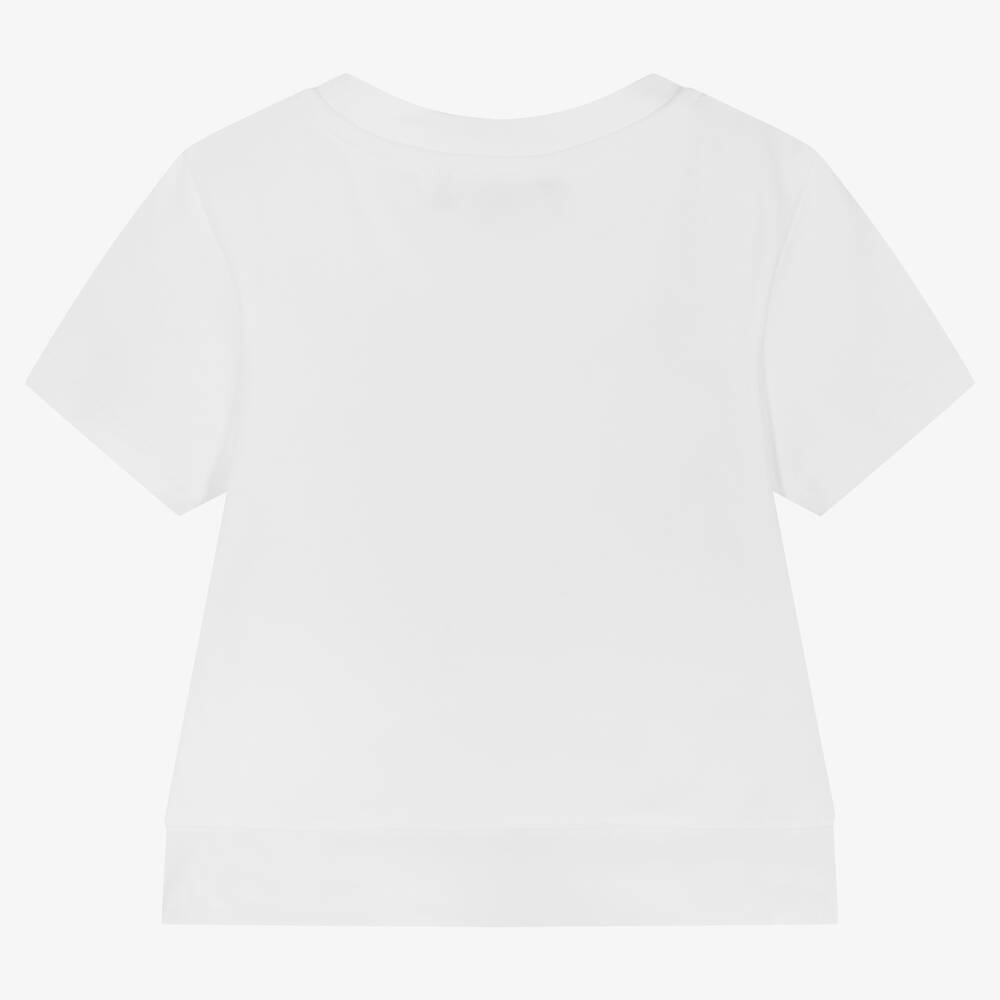 DKNY-Girls White Cropped Logo T-Shirt | Childrensalon Outlet