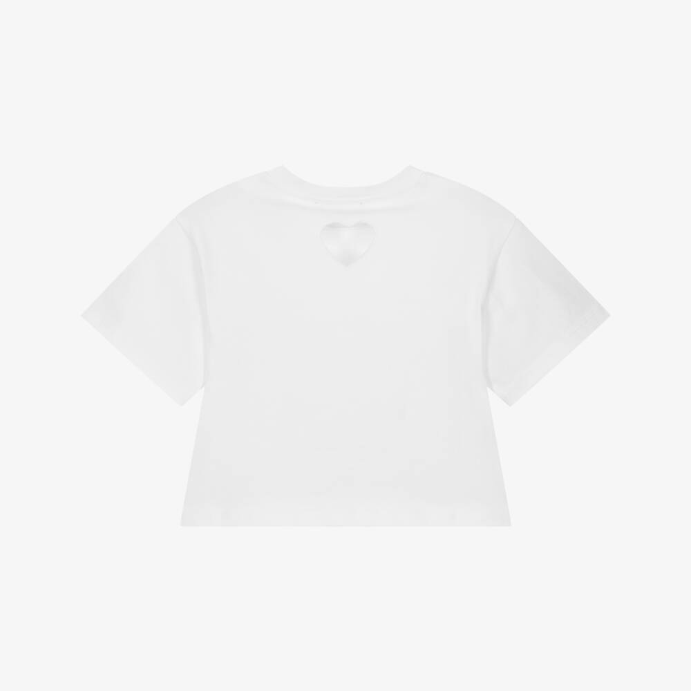 DKNY-Футболка с белым сердцем и логотипом для девочек | Childrensalon Outlet
