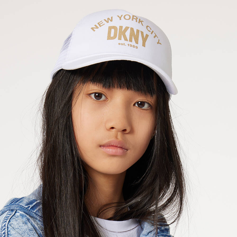 DKNY-Girls White Mesh New York City Cap | Childrensalon Outlet