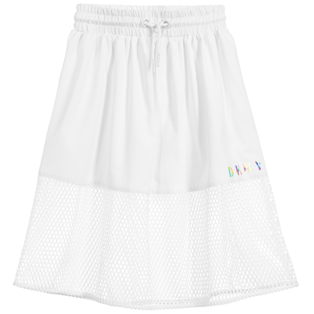 DKNY - Girls White Mesh Skirt | Childrensalon