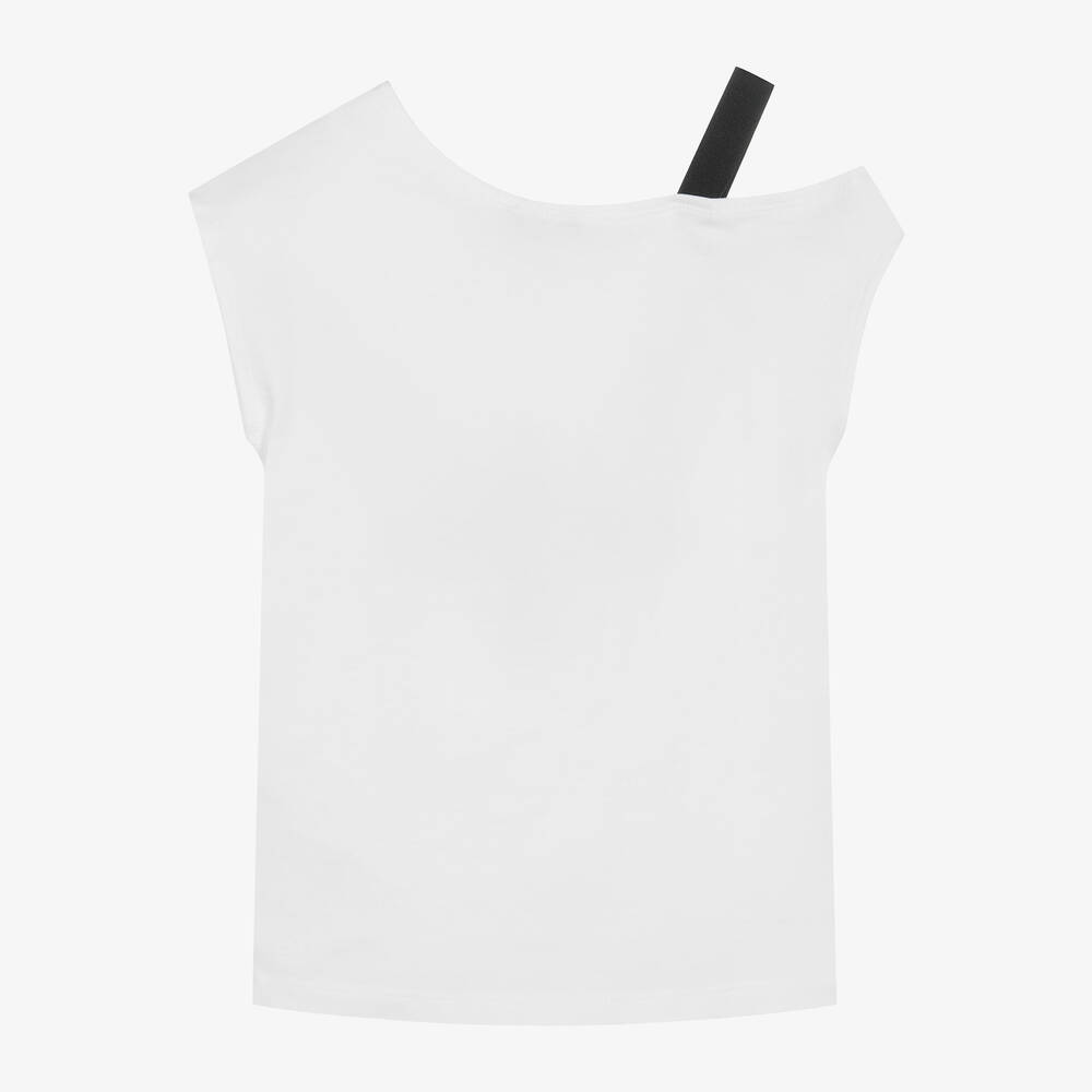 DKNY-فستان قطن جيرسي عضوي لون أبيض وأسود | Childrensalon Outlet