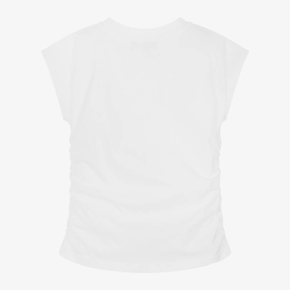 DKNY-Girls White Organic Cotton T-Shirt | Childrensalon Outlet