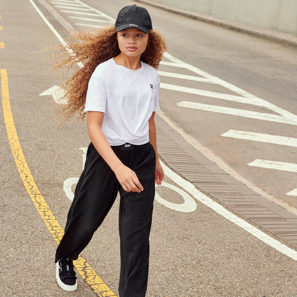 DKNY Girls White Organic Cotton T Shirt