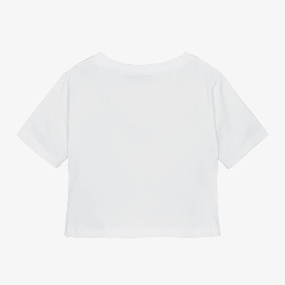 DKNY-Girls White Organic Cotton T-Shirt | Childrensalon Outlet