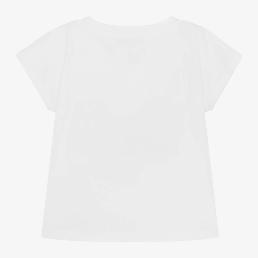 DKNY-تيشيرت قطن عضوي لون أبيض للبنات | Childrensalon Outlet