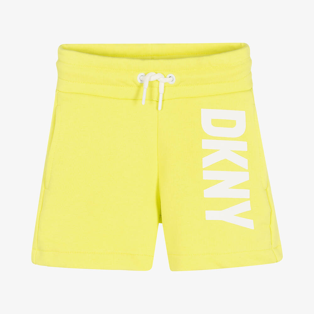 DKNY - Girls Yellow Cotton Logo Shorts | Childrensalon