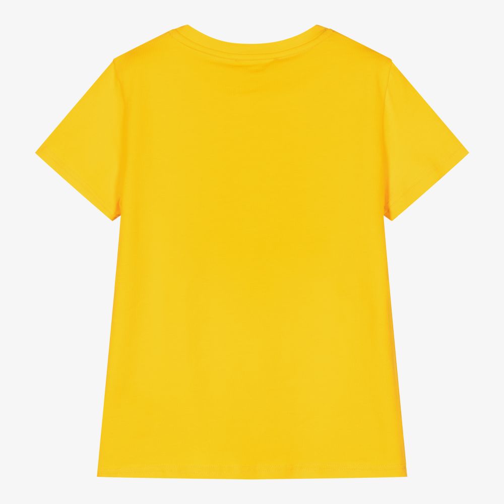 DKNY-Girls Yellow Cotton T-Shirt | Childrensalon Outlet