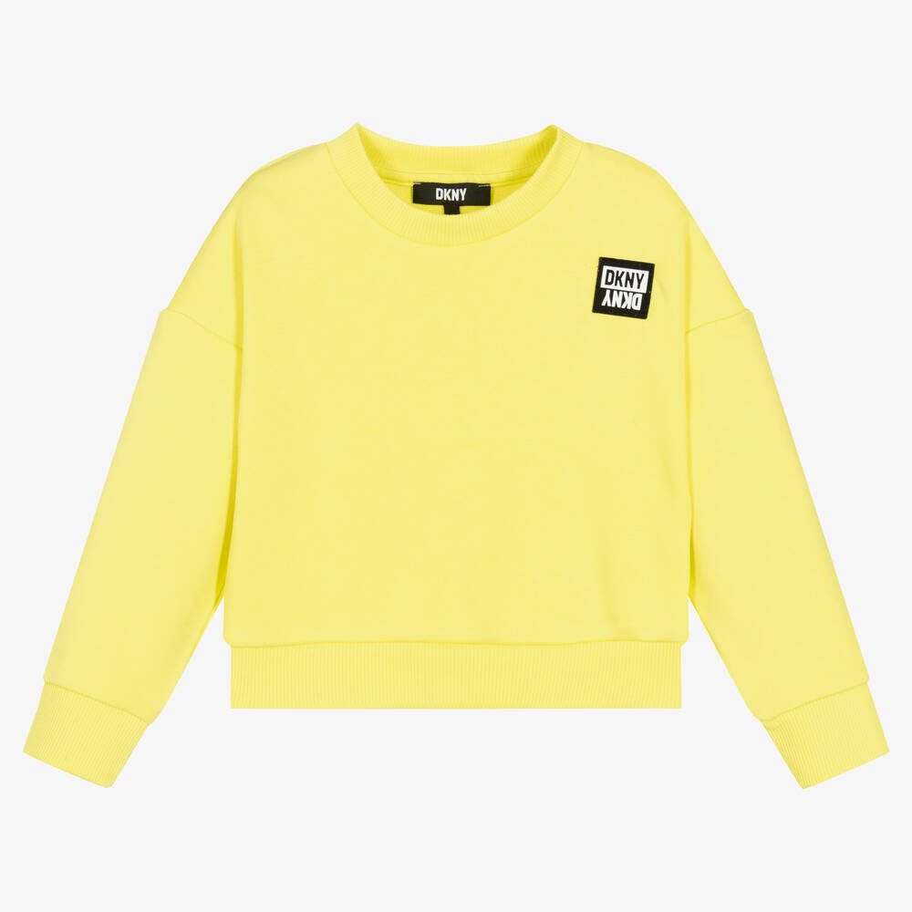 DKNY - Girls Yellow Logo Sweatshirt | Childrensalon