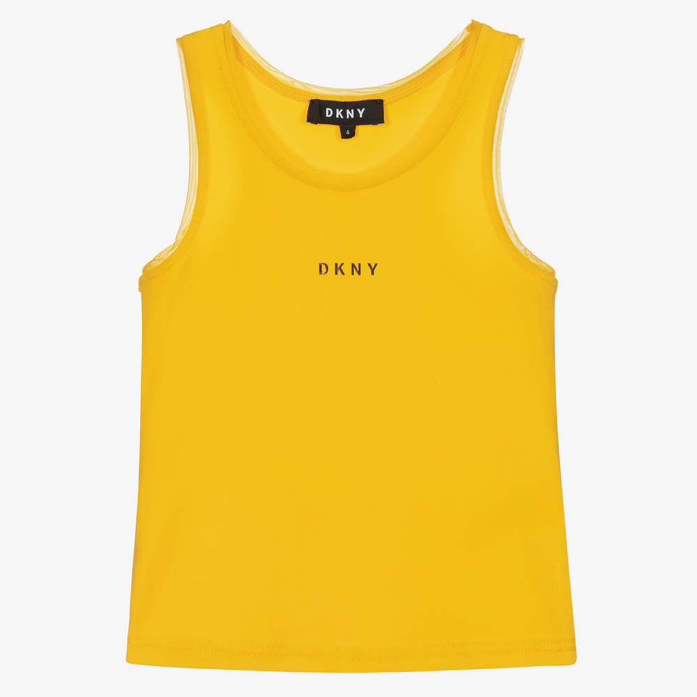 DKNY - Girls Yellow Logo Vest Top | Childrensalon
