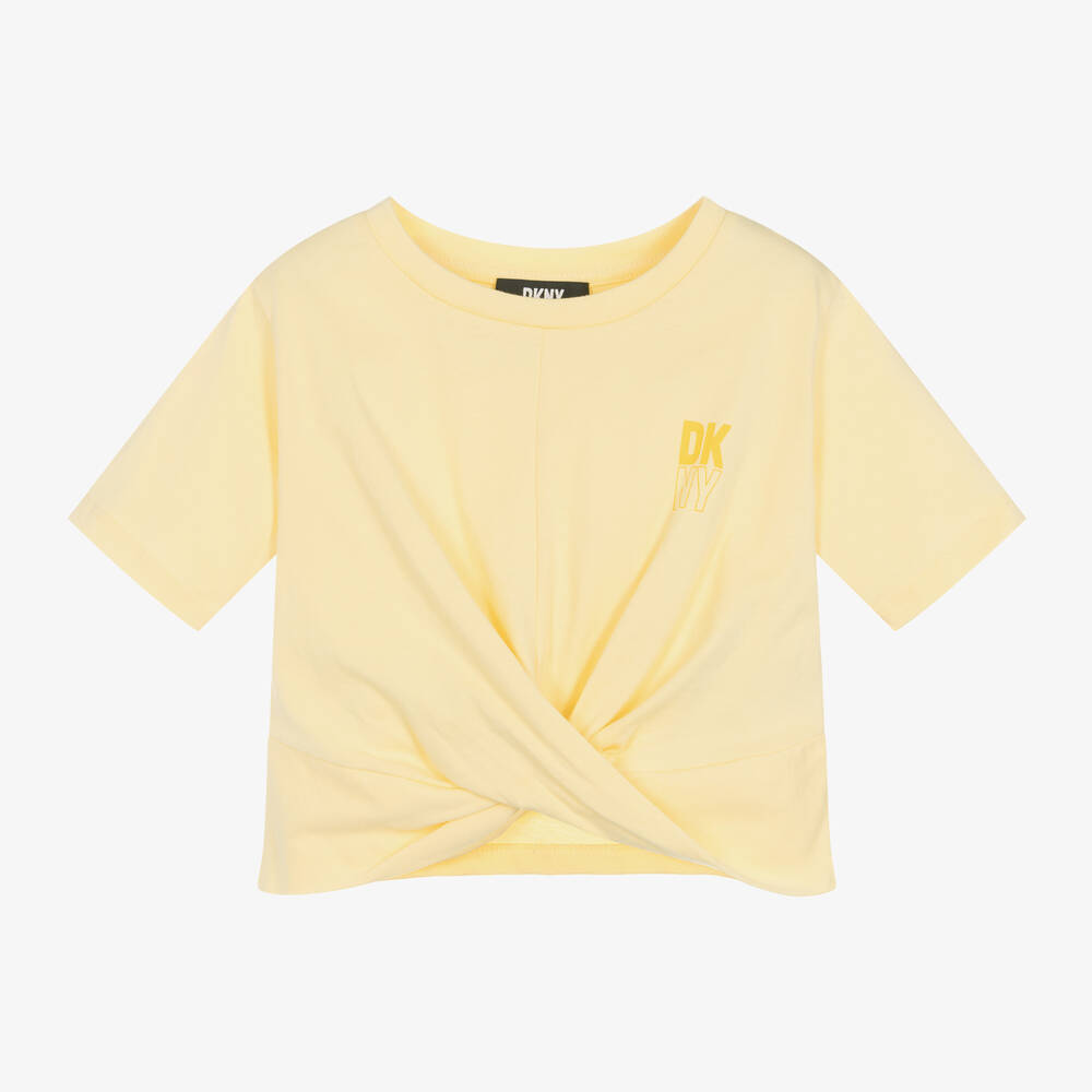 DKNY-Girls Yellow Organic Cotton T-Shirt | Childrensalon Outlet