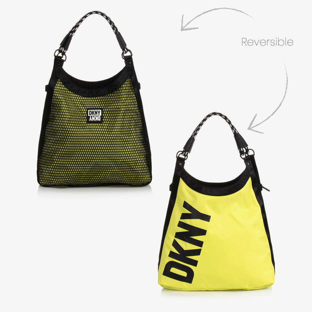 DKNY - حقيبة يد بوجهين لون أصفر وأسود للبنات (40 سم) | Childrensalon
