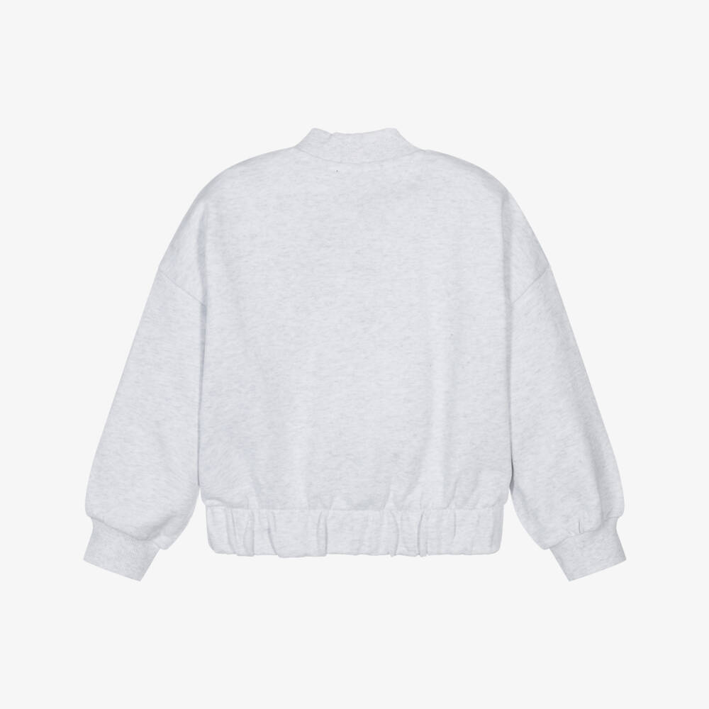 DKNY-Серый хлопковый вязаный бомбер для девочек | Childrensalon Outlet