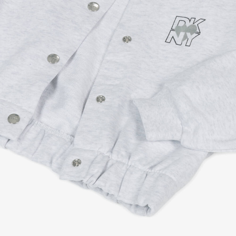 DKNY-Серый хлопковый вязаный бомбер для девочек | Childrensalon Outlet