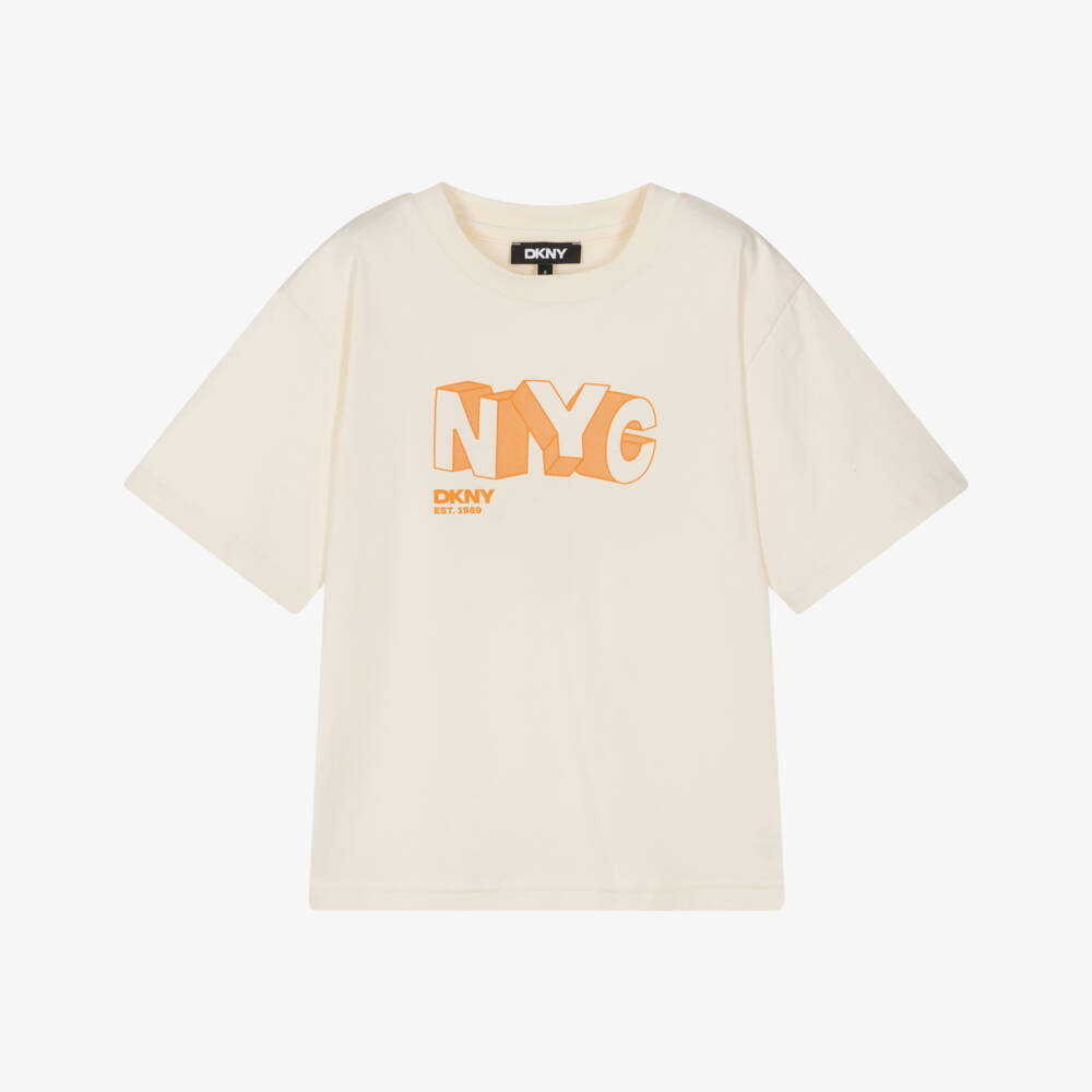 DKNY-Ivory Nyc Logo Ss Tee | Childrensalon Outlet