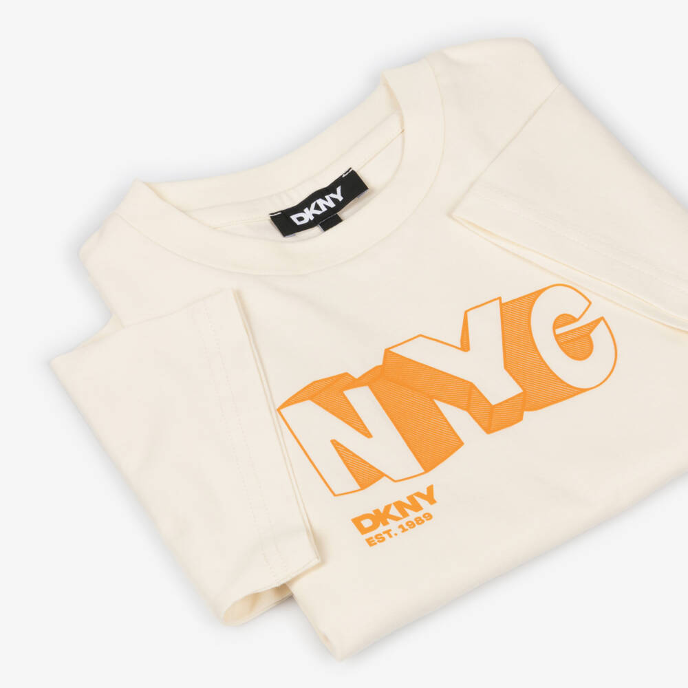 DKNY-Кремовая футболка с логотипом Nyc для мальчиков | Childrensalon Outlet