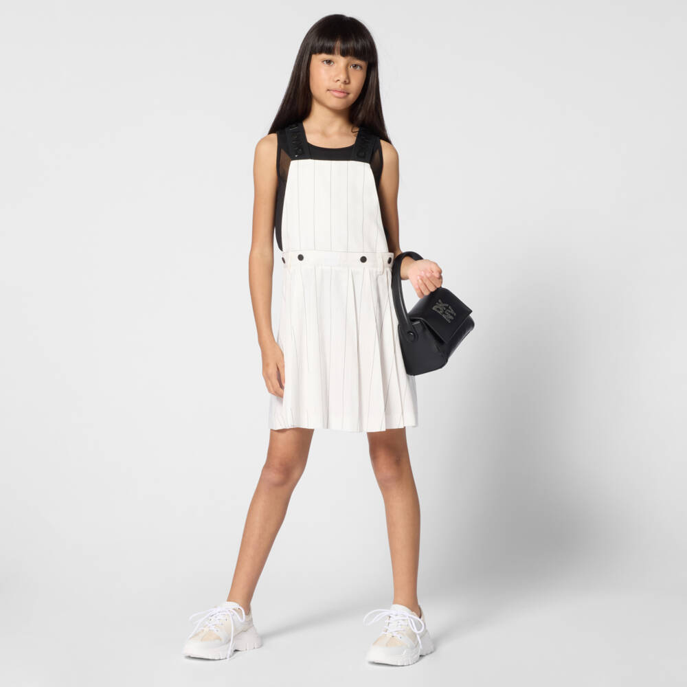 DKNY-Ivory Stripe Pinafore Dress | Childrensalon Outlet