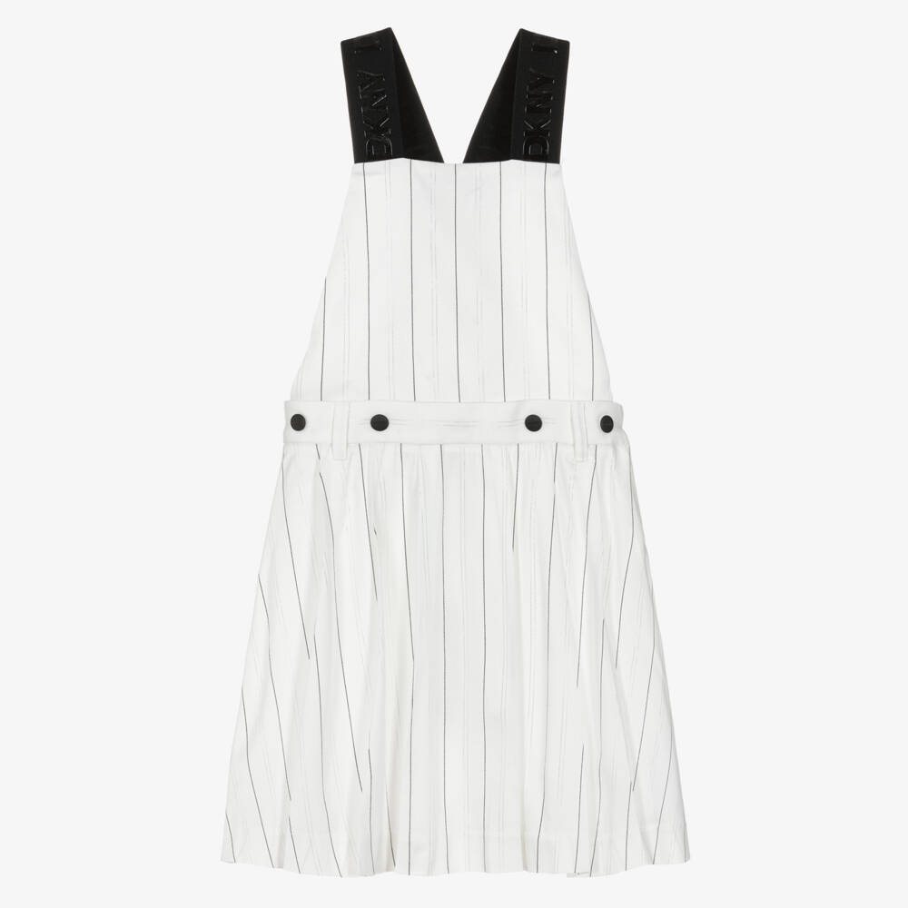 DKNY-Ivory Stripe Pinafore Dress | Childrensalon Outlet