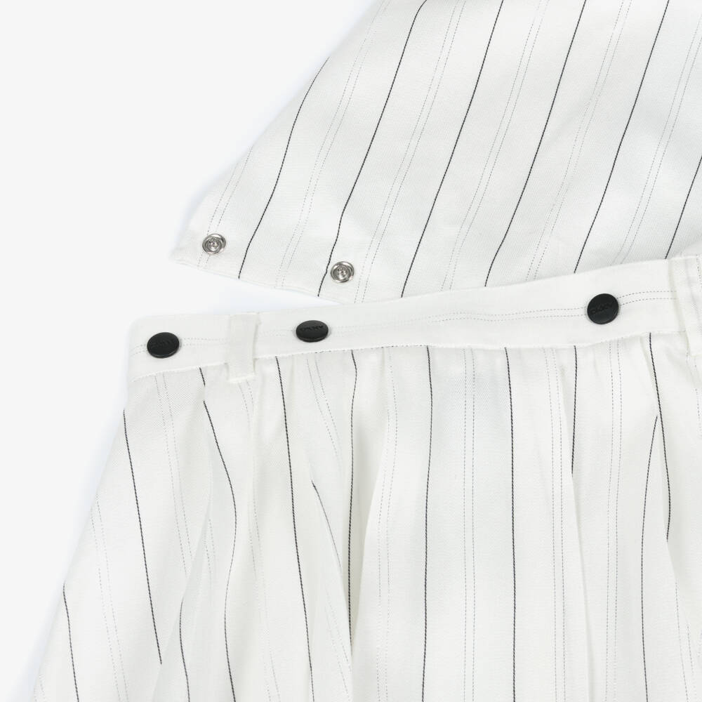 DKNY-Ivory Stripe Pinafore Dress | Childrensalon Outlet