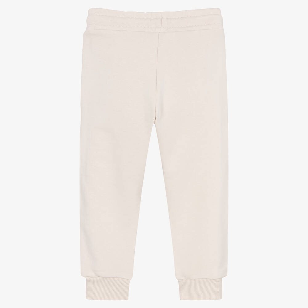 DKNY Light Beige Cotton Logo Joggers