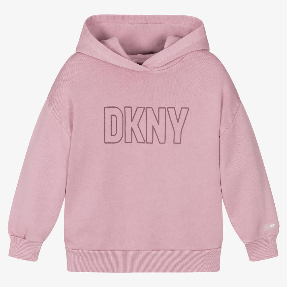DKNY - Sweat à capuche rose lilas en coton | Childrensalon