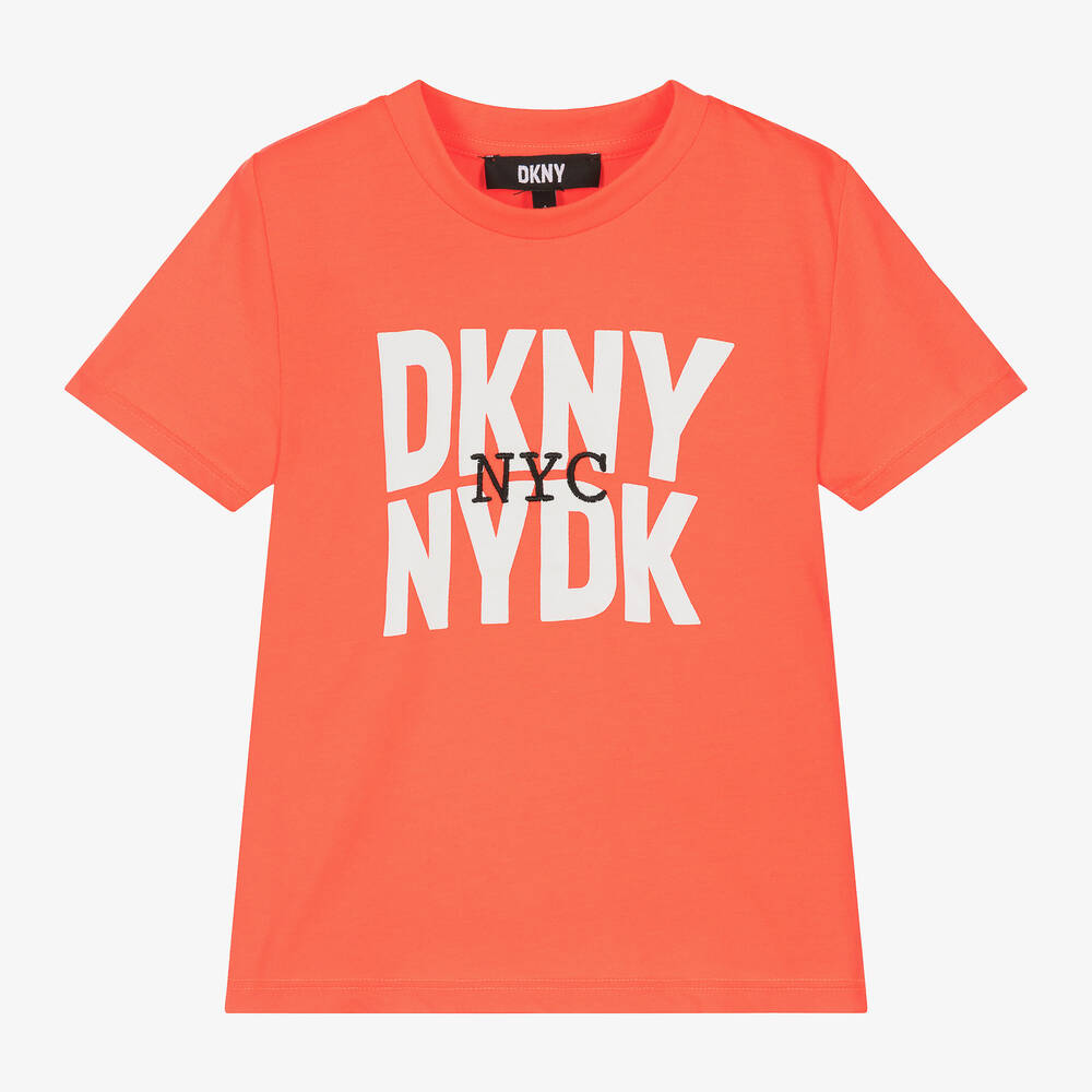 DKNY-Neon Orange Cotton Jersey T-Shirt | Childrensalon Outlet