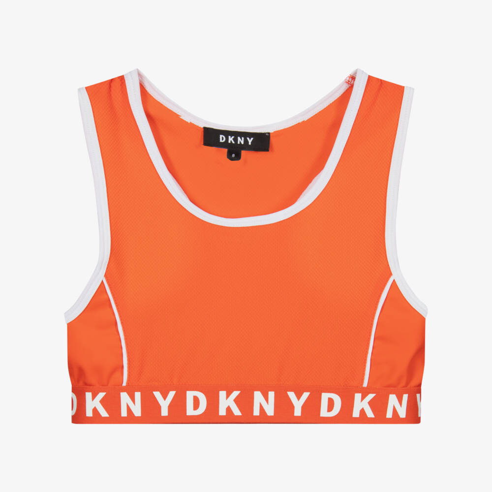 DKNY-توب رياضة كروب لون برتقالي وأبيض للبنات | Childrensalon Outlet