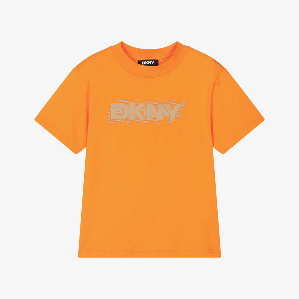 DKNY-Orange Ss Logo Tee | Childrensalon Outlet