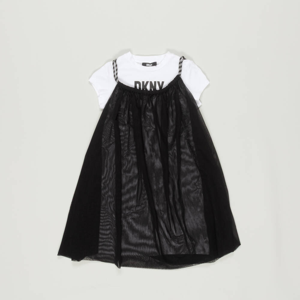 DKNY-Preloved Girls Black & White 2-in-1 Dress (8 years) | Childrensalon Outlet
