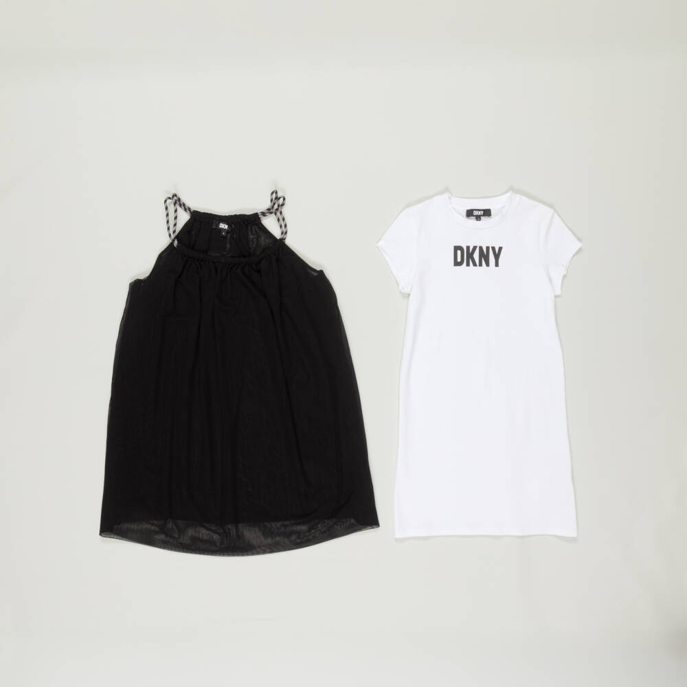 DKNY-Preloved Girls Black & White 2-in-1 Dress (8 years) | Childrensalon Outlet