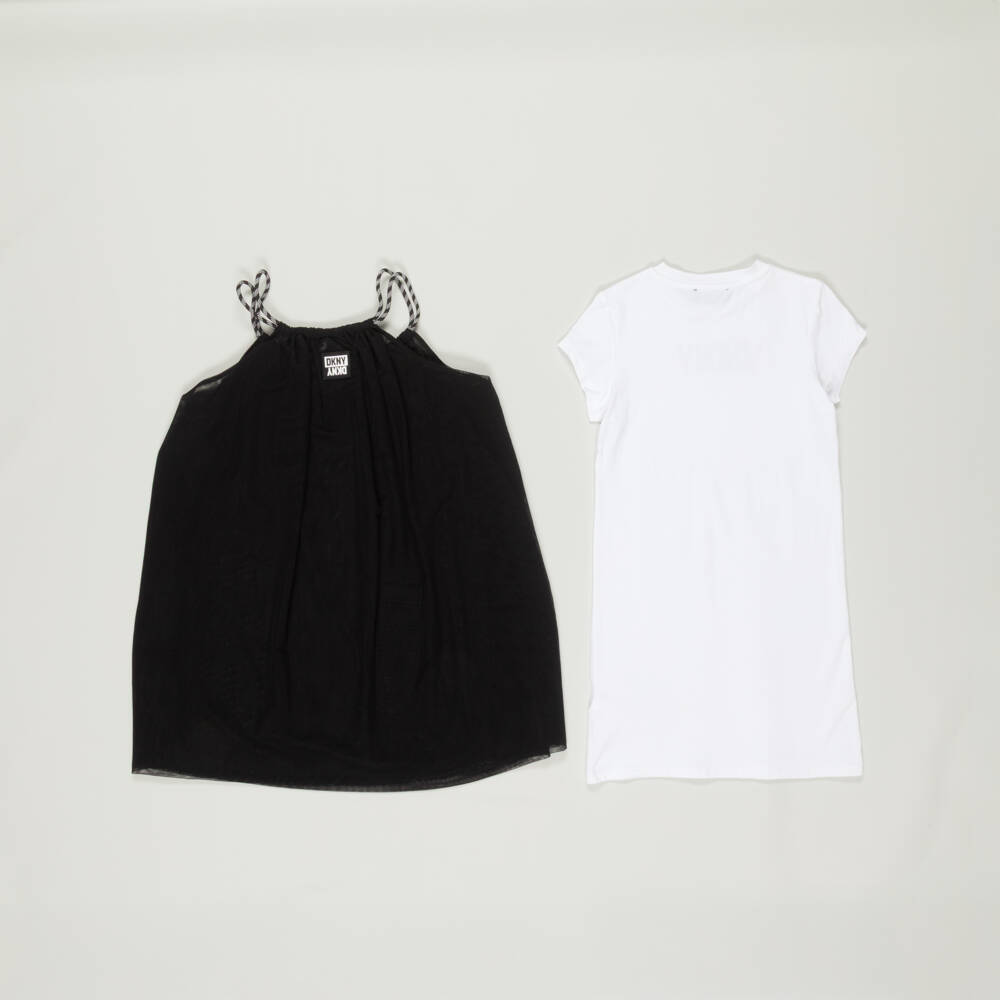 DKNY-Preloved Girls Black & White 2-in-1 Dress (8 years) | Childrensalon Outlet