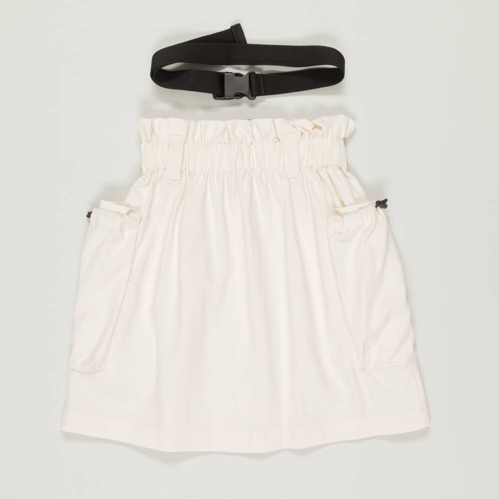 DKNY-Preloved Girls Ivory Cotton Twill Logo Skirt (16 years) | Childrensalon Outlet
