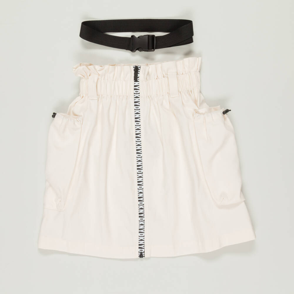 DKNY-Preloved Girls Ivory Cotton Twill Logo Skirt (16 years) | Childrensalon Outlet