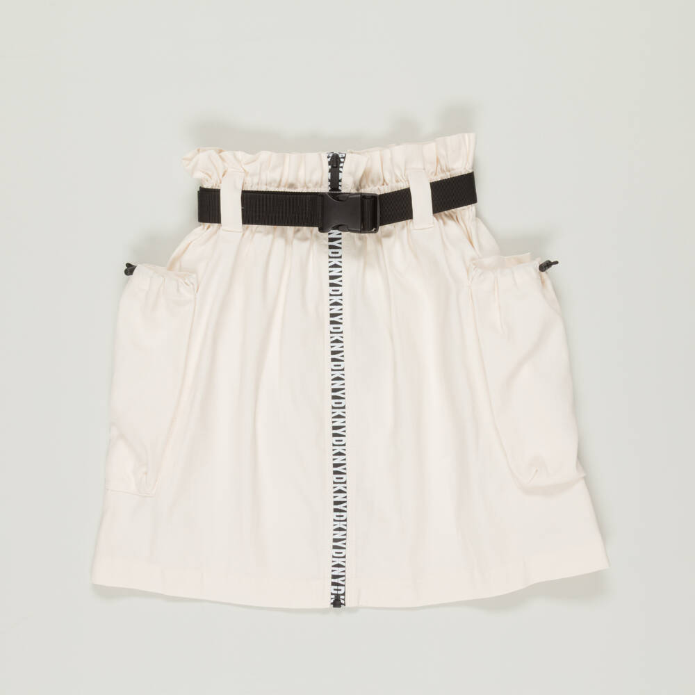 DKNY-Preloved Girls Ivory Cotton Twill Logo Skirt (16 years) | Childrensalon Outlet