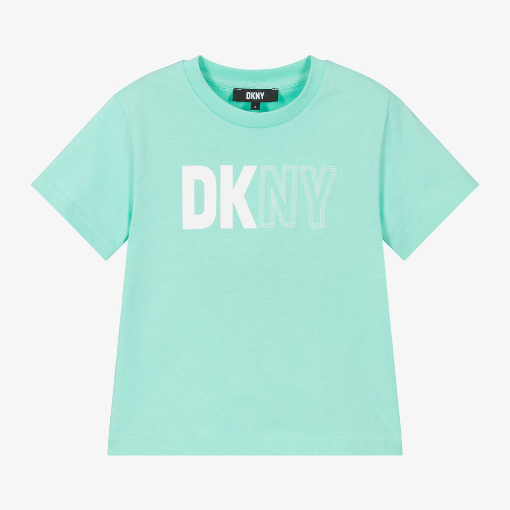 DKNY-Sea Green Organic Cotton T-Shirt | Childrensalon Outlet