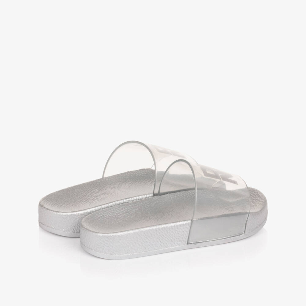 DKNY-Silver Logo Sliders | Childrensalon Outlet