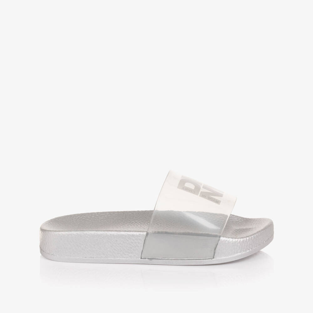 DKNY-Silver Logo Sliders | Childrensalon Outlet
