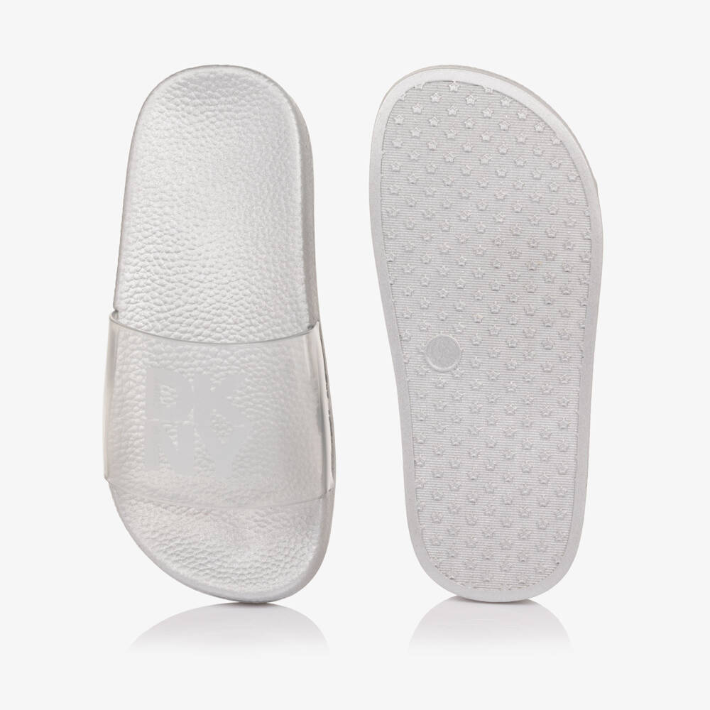 DKNY-Silver Logo Sliders | Childrensalon Outlet