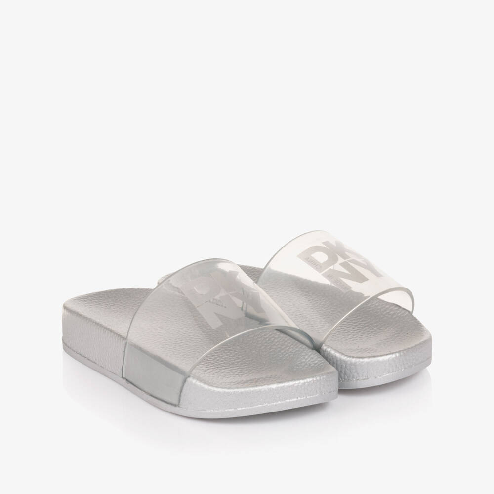 DKNY-Silver Logo Sliders | Childrensalon Outlet